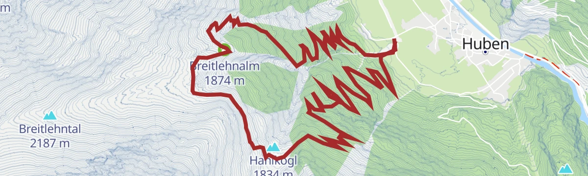 Route map: Hochalmen Wanderweg- Längenfeld/Huben